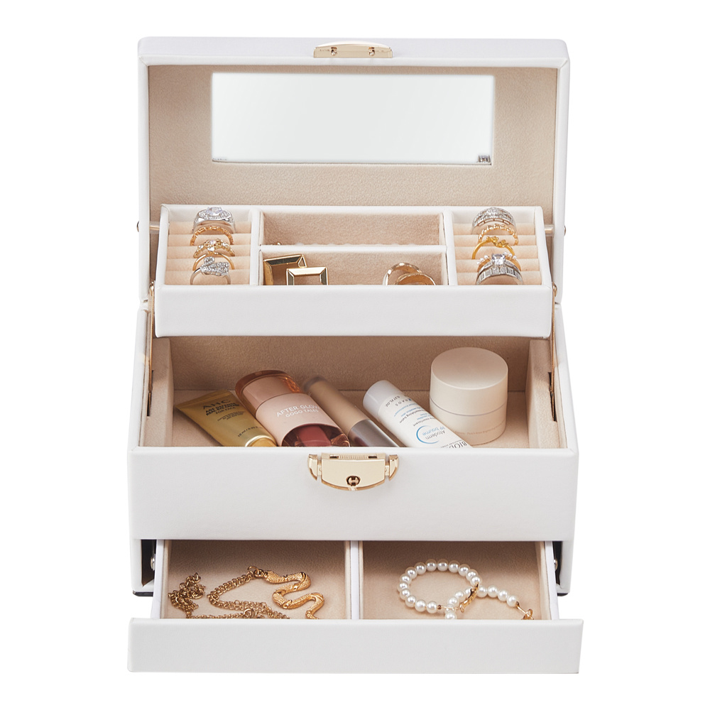 Three Tier Jewelry Box with Drawers and Lock
